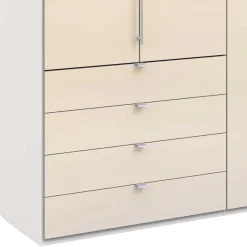New Kleiderschrank mit Falttüren in Cremefarben Glas Front - Zidarie Kleiderschränke