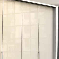 New Kleiderschrank mit Falttüren in Cremefarben Glas Front - Zidarie Kleiderschränke