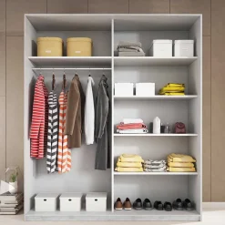 Best Kleiderschrank mit Schwebetüren in Esche Weiß - Pruducia Kleiderschränke|Schränke