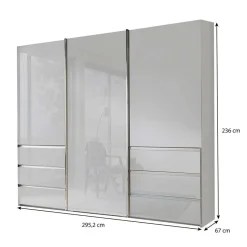 Discount Kleiderschrank mit sechs Schubladen und drei Türen - Ectria Kleiderschränke|Schränke