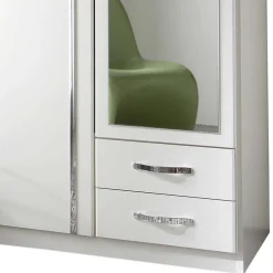 Discount Kleiderschrank mit Spiegel in Weiß & Chrom - Miracella Kleiderschränke|Schränke