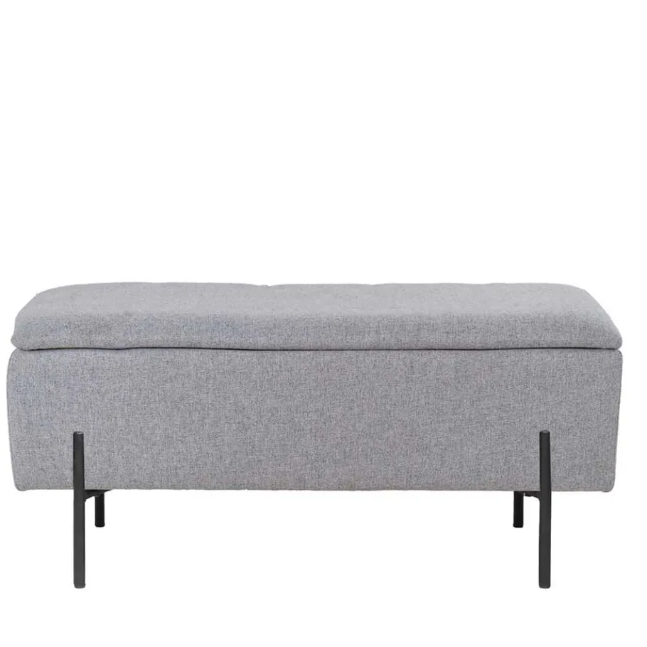 Best Kleine Truhenbank in Hellgrau Stoff - Malo Sitzbank