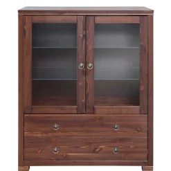 Best Kleiner Vitrinenschrank in Dunkelbraun - Luvin Highboards|Vitrinen