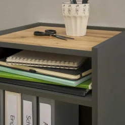 Best Kleines Ordnerregal in Anthrazit & Wildeiche Dekor - Ahilav Regale