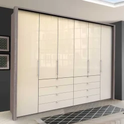 Kombi Kleiderschrank in Creme Glas - Tauron Kleiderschränke