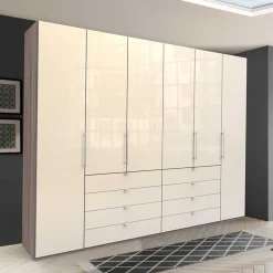 Kombi Kleiderschrank in Creme Glas - Tauron Kleiderschränke