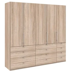 Kombi Kleiderschrank in Eiche sägerau Holzoptik - Zayun Kleiderschränke