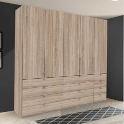 Kombi Kleiderschrank in Eiche sägerau Holzoptik - Zayun Kleiderschränke