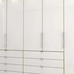 Discount Kombi Kleiderschrank in Weiß Glas & Eiche Bianco - Nuetran Kleiderschränke|Schränke