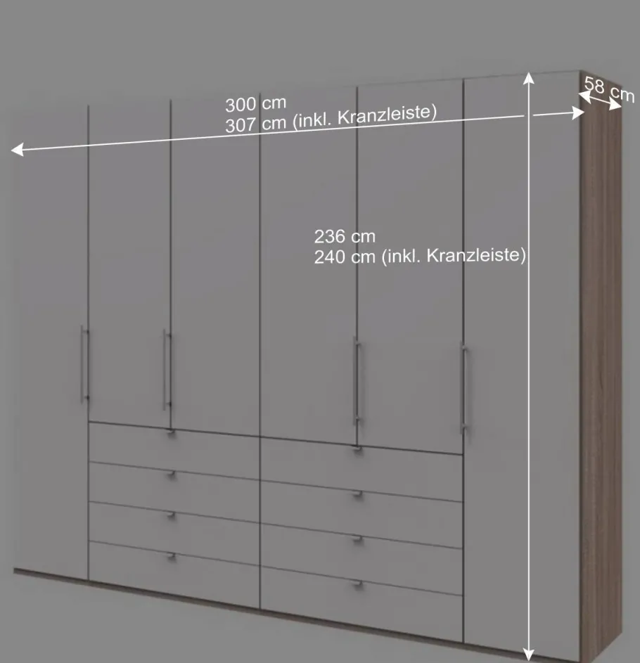 Online Kombi Kleiderschrank mit Schubkästen und Falttüren - Vaclyn Kleiderschränke|Schränke
