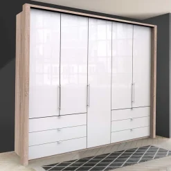 Best Kombi Schlafzimmer-Kleiderschrank in Weiß Glas - Bosays Kleiderschränke