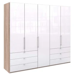 Best Kombi Schlafzimmer-Kleiderschrank in Weiß Glas - Bosays Kleiderschränke