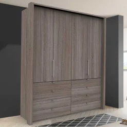 Outlet Kombi-Falttürenschrank mit acht Schubladen - Crenba Kleiderschränke