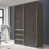 Outlet Kombi-Kleiderschrank in Braun Glasfront - 165 cm - Preema Kleiderschränke|Schränke