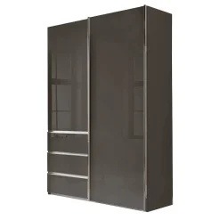 Outlet Kombi-Kleiderschrank in Braun Glasfront - 165 cm - Preema Kleiderschränke|Schränke