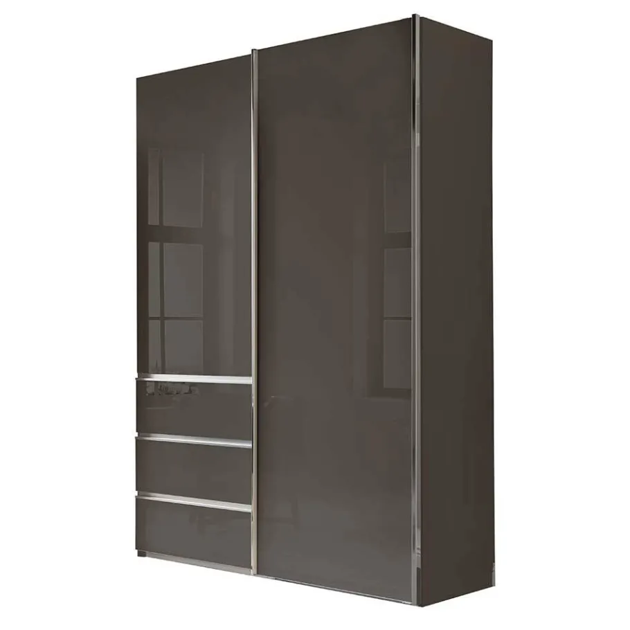 Outlet Kombi-Kleiderschrank in Braun Glasfront - 165 cm - Preema Kleiderschränke|Schränke