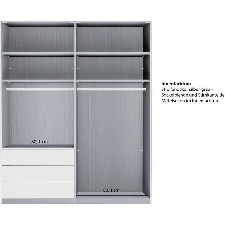 Outlet Kombi-Kleiderschrank in Braun Glasfront - 165 cm - Preema Kleiderschränke|Schränke