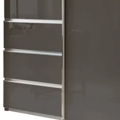 Outlet Kombi-Kleiderschrank in Braun Glasfront - 165 cm - Preema Kleiderschränke|Schränke
