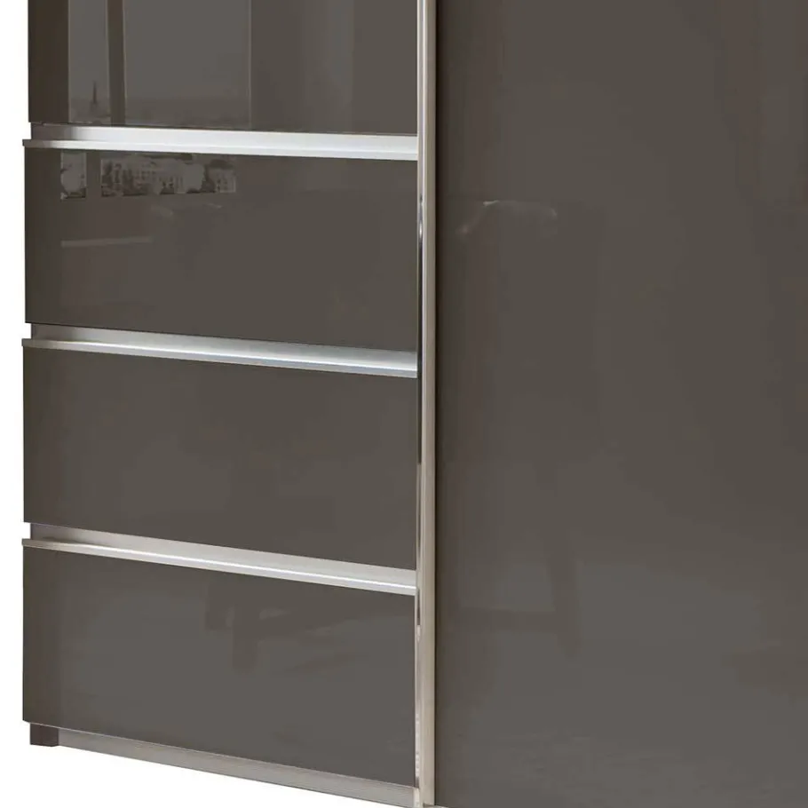 Outlet Kombi-Kleiderschrank in Braun Glasfront - 165 cm - Preema Kleiderschränke|Schränke