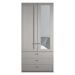 New Kombi-Kleiderschrank 1m breit in Hellgrau - Ridonna Kleiderschränke|Schränke