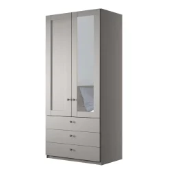 New Kombi-Kleiderschrank 1m breit in Hellgrau - Ridonna Kleiderschränke|Schränke