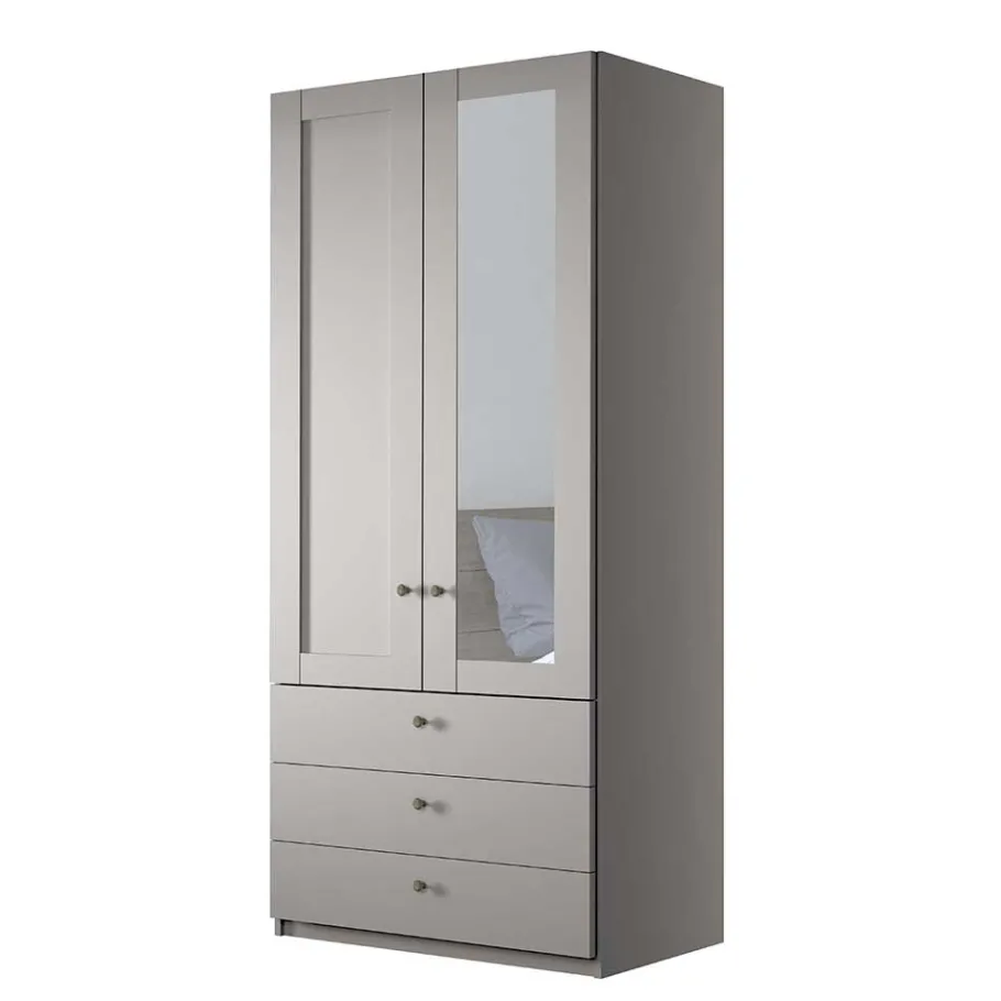 New Kombi-Kleiderschrank 1m breit in Hellgrau - Ridonna Kleiderschränke|Schränke