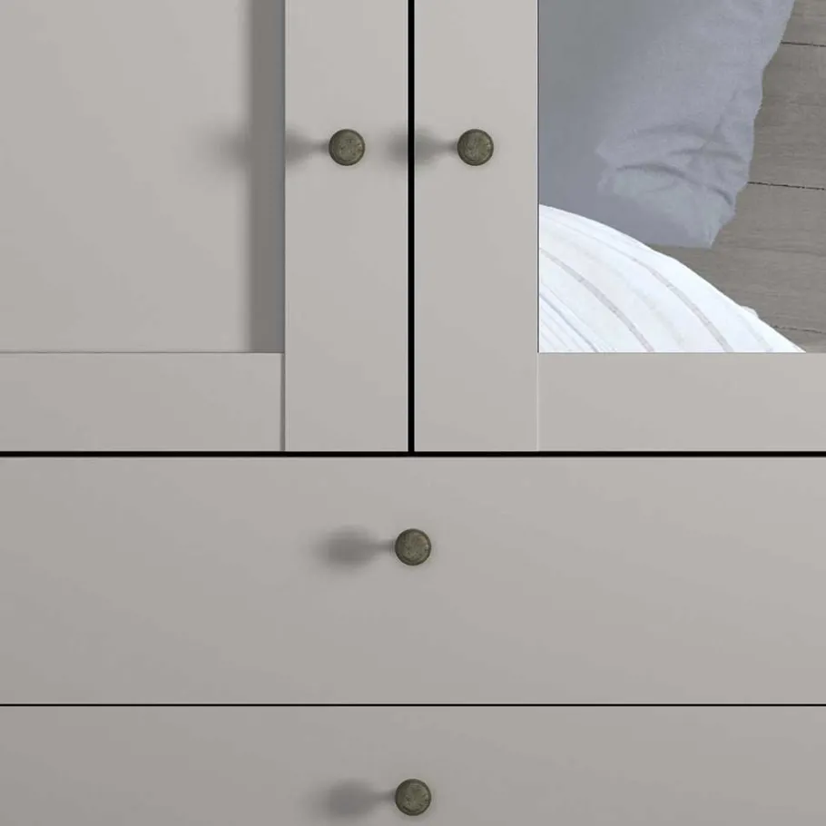 New Kombi-Kleiderschrank 1m breit in Hellgrau - Ridonna Kleiderschränke|Schränke