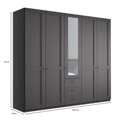 Discount Kombi-Schlafzimmerschrank in Dunkelgrau - Mataram Kleiderschränke|Schränke