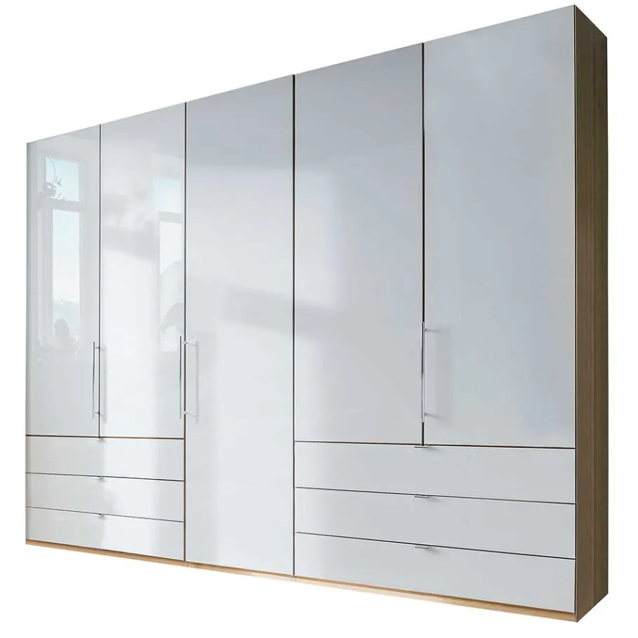 Kombi-Schlafzimmerschrank in Weiß & Eiche Bianco - Nuetran Kleiderschränke|Schränke