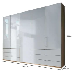 Kombi-Schlafzimmerschrank in Weiß & Eiche Bianco - Nuetran Kleiderschränke|Schränke