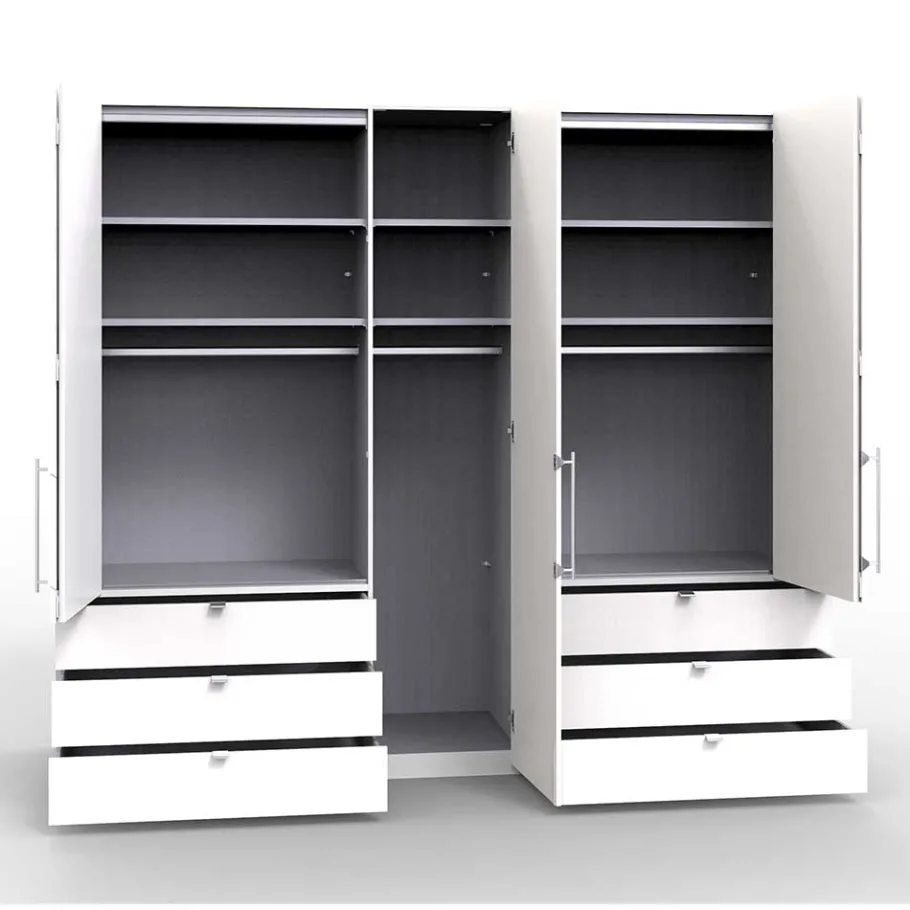 Kombi-Schlafzimmerschrank in Weiß & Eiche Bianco - Nuetran Kleiderschränke|Schränke