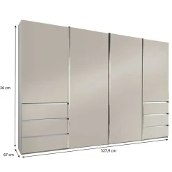 Online Kombi-Schwebetürenschrank in Champagner - Eusebia Kleiderschränke|Schränke