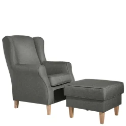 Sale Komfortsessel in Hellgrau mit Buche - Nurcias Sessel