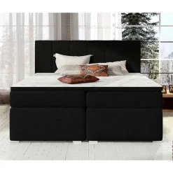 Clearance Komplettbett in Schwarzbraun Stoffbezug - Carbonaro Betten