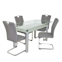 Outlet Komplette Essgruppe mit Glastisch - Viddalba (fünfteilig) Sitzgruppe