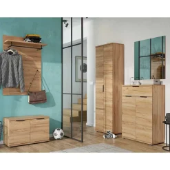 Best Komplette Flur Einrichtung in Holzoptik - Esdrusca (fünfteilig) Garderoben