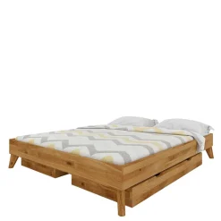 Clearance Kopfteilloses Wildeiche Ehebett mit Bettkasten - Eavy Betten