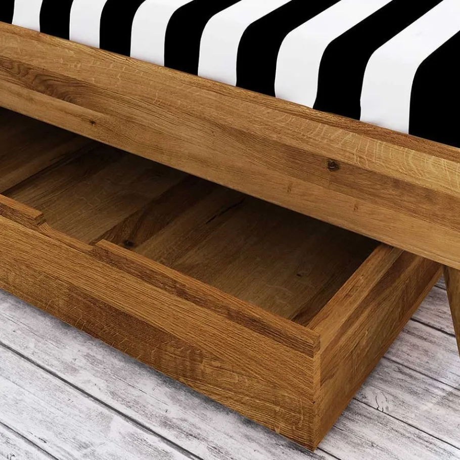 Clearance Kopfteilloses Wildeiche Ehebett mit Bettkasten - Eavy Betten