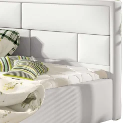 Outlet Kunstleder Doppelbett in Weiß - Vagos Betten