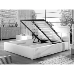 Outlet Kunstleder Doppelbett in Weiß - Vagos Betten