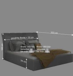 Clearance Kunstlederbett in Dunkelbraun - Geronda Betten