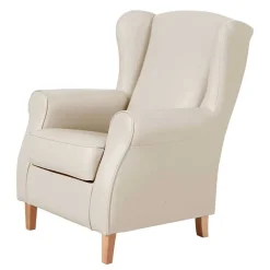 Sale Kunstledersessel in Beige mit Buche Natur - Charleen Sessel