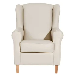 Sale Kunstledersessel in Beige mit Buche Natur - Charleen Sessel