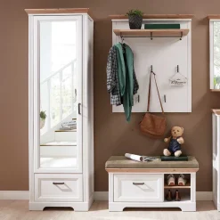 Sale Landhaus Dielenmöbel Set zweifarbig - Nurelcas (dreiteilig) Garderoben