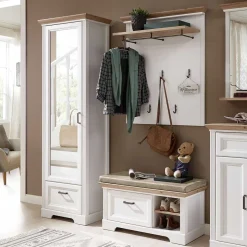 Sale Landhaus Dielenmöbel Set zweifarbig - Nurelcas (dreiteilig) Garderoben