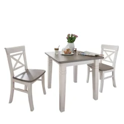 Sale Landhaus Esszimmermöbel Yoan in Weiß-Grau (dreiteilig) Sitzgruppe