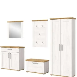 Best Landhaus Flur Möbelset komplett - Tocella (fünfteilig) Garderoben