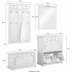 Best Landhaus Garderobenmöbel Kombination - Edranov (vierteilig) Garderoben