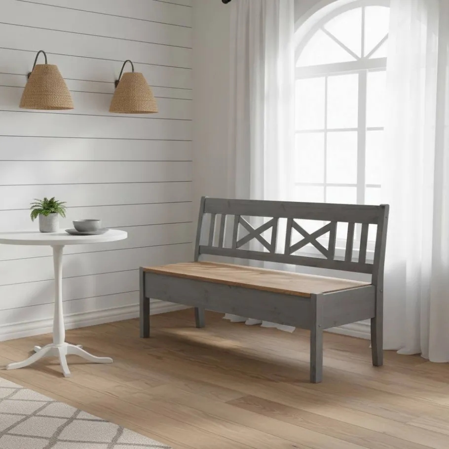 Best Landhaus Holzbank Jytte drei Sitzplätze Sitzbank