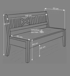 Best Landhaus Holzbank Jytte drei Sitzplätze Sitzbank
